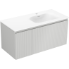 Mexen Rivel dulap de baie 100 cm cu lavoar Vela dreapta, 1S, 1D, canelat, gri mat/alb mat - 91A23-10047-3-BBFF62-W23P01