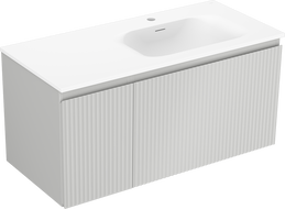 Mexen Rivel dulap baie 100 cm cu chiuvetă Vela dreapta, 1S, 1D, canelat, gri mat/alb mat - 91A23-10047-3-BBFF62-W23P01