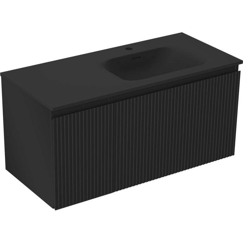 Mexen Rivel dulap de baie 100 cm cu lavoar Vela dreapta, 1S, 1D, șanfrenat, negru mat - 91A23-10047-3-BBFF71-W23P71