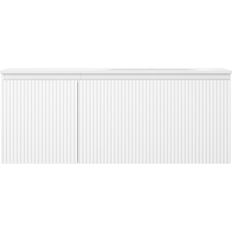 Mexen Rivel fürdőszobaszekrény 120 cm-es Vela jobb oldali mosdóval, 1S, 1D, barázdált, fehér matt - 91A23-12047-3-BBFF01-W23P01