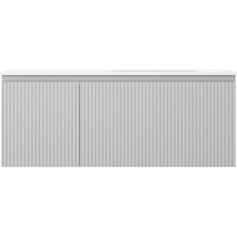 Mexen Rivel dulap de baie 120 cm cu chiuvetă Vela dreapta, 1S, 1D, canelat, gri mat/alb mat - 91A23-12047-3-BBFF62-W23P01