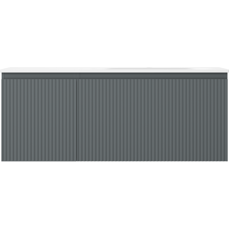 Mexen Rivel 120 cm-es fürdőszobai szekrény mosdókagylóval Vela, jobb oldali, 1 fiók, 1 ajtó, bordázott, grafit/fehér