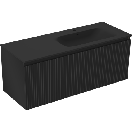 Mexen Rivel dulap baie 120 cm cu lavoar Vela dreapta, 1S, 1D, canelat, negru mat - 91A23-12047-3-BBFF71-W23P71