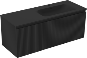 Mexen Rivel dulap baie 120 cm cu lavoar Vela dreapta, 1S, 1D, canelat, negru mat - 91A23-12047-3-BBFF71-W23P71