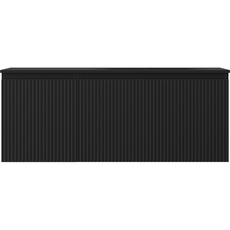 Mexen Rivel dulap baie 120 cm cu lavoar Vela dreapta, 1S, 1D, canelat, negru mat - 91A23-12047-3-BBFF71-W23P71