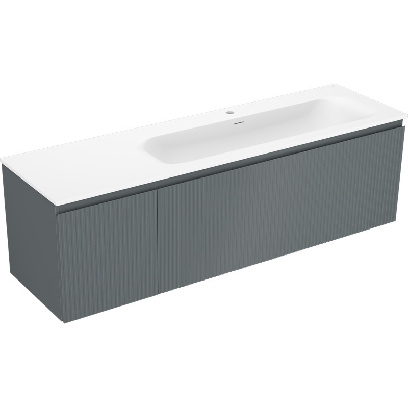 Mexen Rivel dulap baie 160 cm cu lavoar Vela dreapta, 1S, 1D, cu caneluri, grafit/alb mat - 91A23-16047-3-BBFF66-W23P01