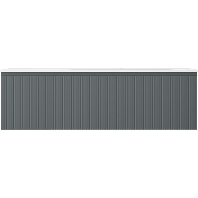 Mexen Rivel dulap baie 160 cm cu lavoar Vela dreapta, 1S, 1D, cu caneluri, grafit/alb mat - 91A23-16047-3-BBFF66-W23P01