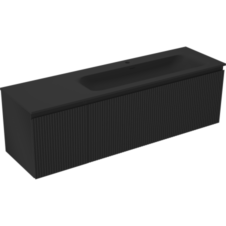 Mexen Rivel dulap baie 160 cm cu chiuvetă Vela pe dreapta, 1S, 1D, canelată, negru mat - 91A23-16047-3-BBFF71-W23P71