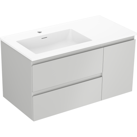 Mexen Orio dulap baie 90 cm cu lavoar Otis stâng, 2S, 1D, gri mat/alb mat - 91A13-09047-3-BBFFF62-W18L01