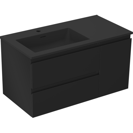 Mexen Orio dulap baie 90 cm cu lavoar Otis stânga, 2S, 1D, negru mat - 91A13-09047-3-BBFFF71-W18L71