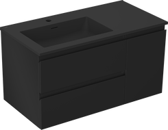 Mexen Orio dulap baie 90 cm cu lavoar Otis stânga, 2S, 1D, negru mat - 91A13-09047-3-BBFFF71-W18L71
