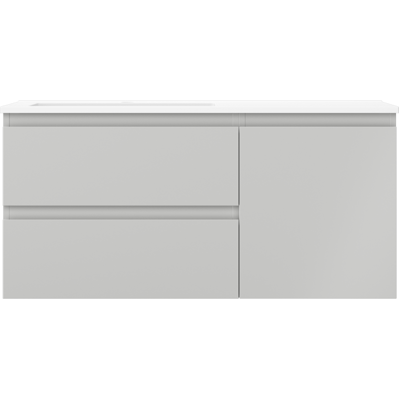Mexen Orio fürdőszobai szekrény 100 cm Otis bal oldali mosdóval, 2S, 1D, szürke matt/fehér matt - 91A13-10047-3-BBFFF62-W18L01