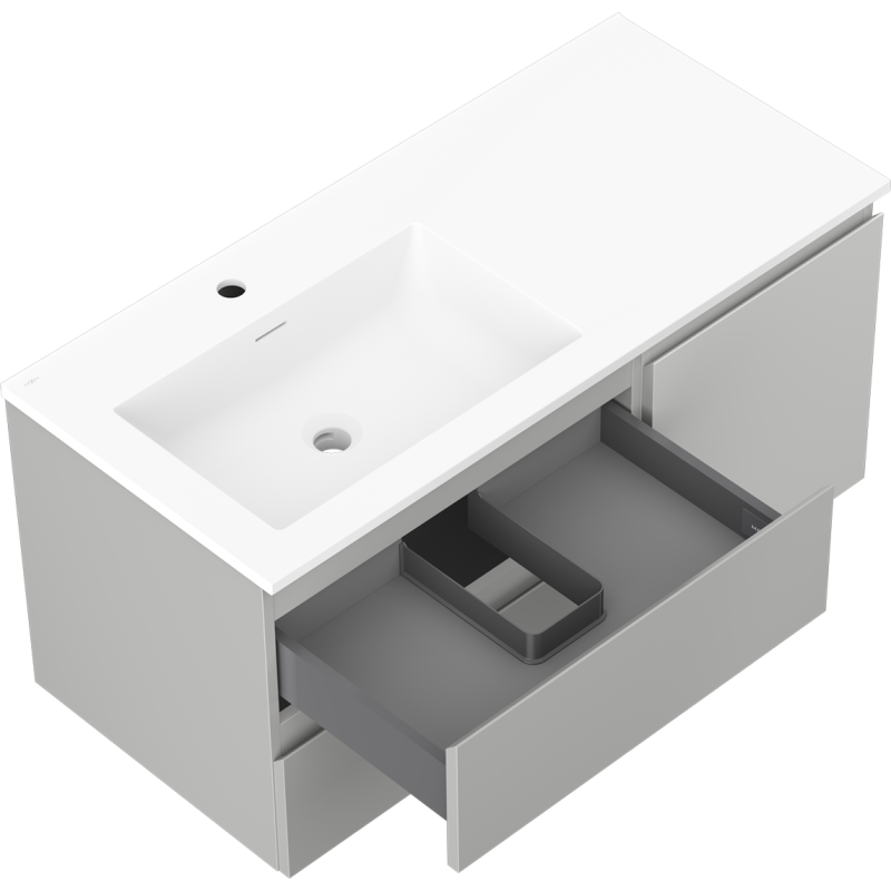 Mexen Orio dulap de baie 100 cm cu lavoar Otis stânga, 2S, 1D, gri mat/alb mat - 91A13-10047-3-BBFFF62-W18L01
