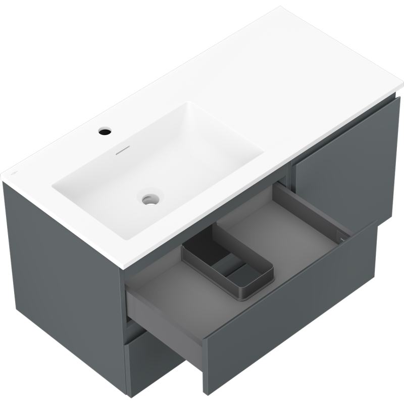 Mexen Orio dulap baie 100 cm cu chiuvetă Otis stânga, 2S, 1D, grafit mat/alb mat - 91A13-10047-3-BBFFF66-W18L01