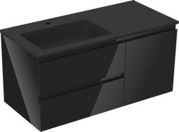 Mexen Orio dulap pentru baie 100 cm cu lavoar Otis stânga, 2S, 1D, negru lucios/negru mat - 91A13-10047-3-BBFFF70-W18L71