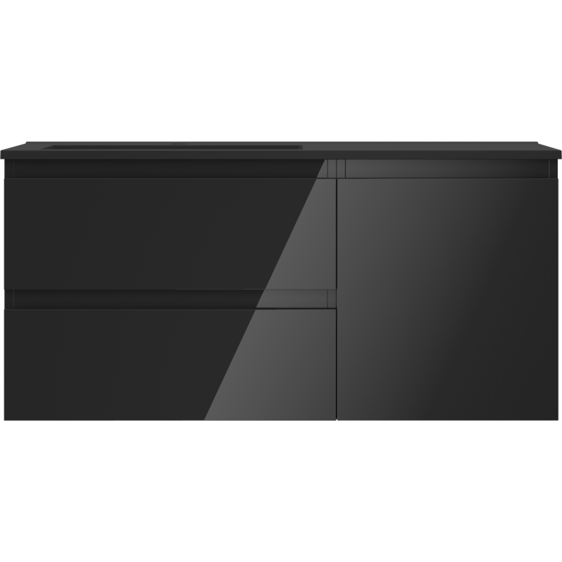 Mexen Orio dulap de baie 100 cm cu lavoar Otis stânga, 2S, 1D, negru lucios/negru mat - 91A13-10047-3-BBFFF70-W18L71