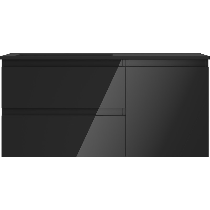 Mexen Orio dulap pentru baie 100 cm cu lavoar Otis stânga, 2S, 1D, negru lucios/negru mat - 91A13-10047-3-BBFFF70-W18L71