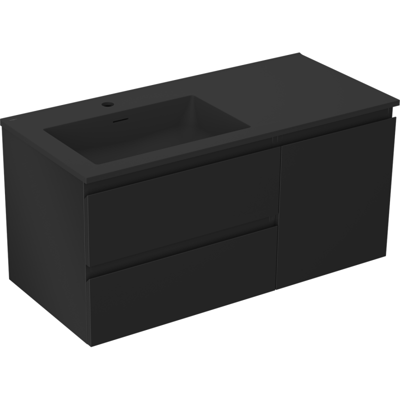 Mexen Orio dulap baie 100 cm cu lavoar Otis stânga, 2S, 1D, negru mat - 91A13-10047-3-BBFFF71-W18L71