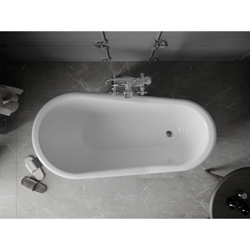 Mexen Retro cadă de sine stătătoare 150 x 73 cm, albă, picioare crom - 53251507300-00