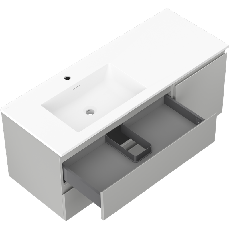 Mexen Orio dulap baie 120 cm cu chiuvetă Otis stânga, 2S, 1D, gri mat/alb mat - 91A13-12047-3-BBFFF62-W18L01