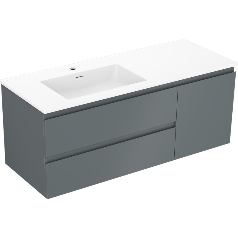 Mexen Orio dulap baie 120 cm cu lavoar Otis stânga, 2S, 1D, grafit mat/alb mat - 91A13-12047-3-BBFFF66-W18L01
