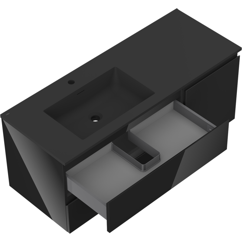 Mexen Orio dulap baie 120 cm cu lavoar Otis stânga, 2S, 1D, negru lucios/negru mat - 91A13-12047-3-BBFFF70-W18L71