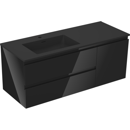 Mexen Orio dulap baie 120 cm cu lavoar Otis stâng, 2S, 1D, negru lucios/negru mat - 91A13-12047-3-BBFFF70-W18L71