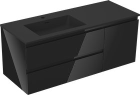 Mexen Orio dulap baie 120 cm cu lavoar Otis stâng, 2S, 1D, negru lucios/negru mat - 91A13-12047-3-BBFFF70-W18L71
