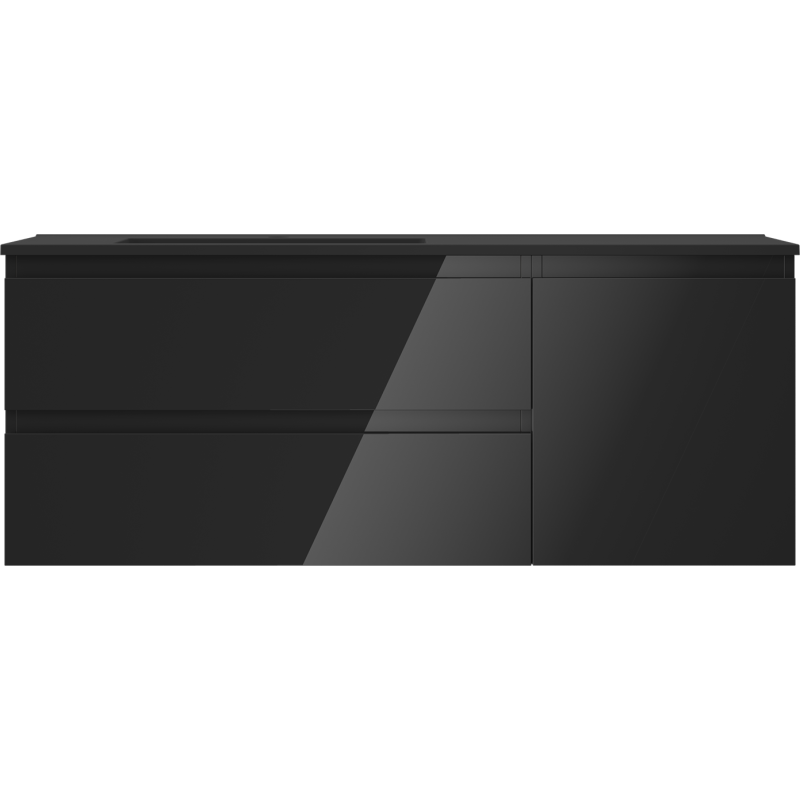 Mexen Orio dulap baie 120 cm cu lavoar Otis stânga, 2S, 1D, negru lucios/negru mat - 91A13-12047-3-BBFFF70-W18L71