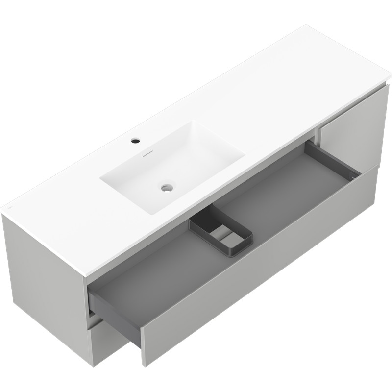 Mexen Orio dulap baie 160 cm cu chiuvetă Otis stângă, 2S, 1D, gri mat/alb mat - 91A13-16047-3-BBFFF62-W18L01