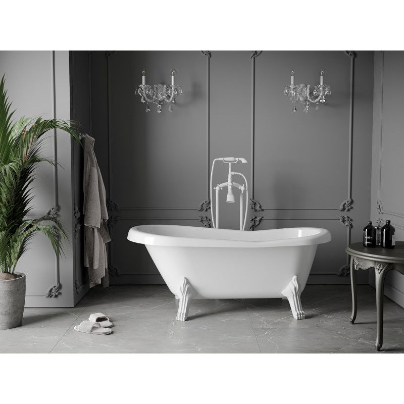 Mexen Retro szabadon álló kád 150 x 73 cm, fehér, fehér lábak - 53251507300-20