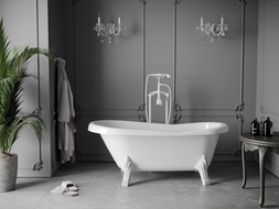 Mexen Retro cadă de baie freestanding 150 x 73 cm, albă, picioare albe - 53251507300-20