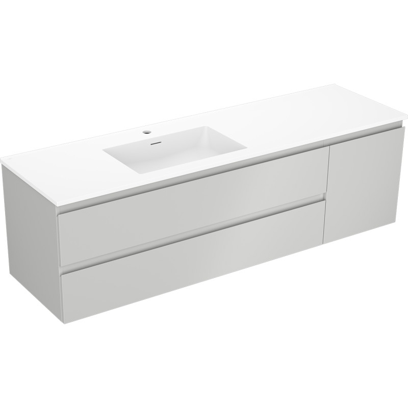 Mexen Orio dulap baie 160 cm cu chiuvetă Otis stângă, 2S, 1D, gri mat/alb mat - 91A13-16047-3-BBFFF62-W18L01