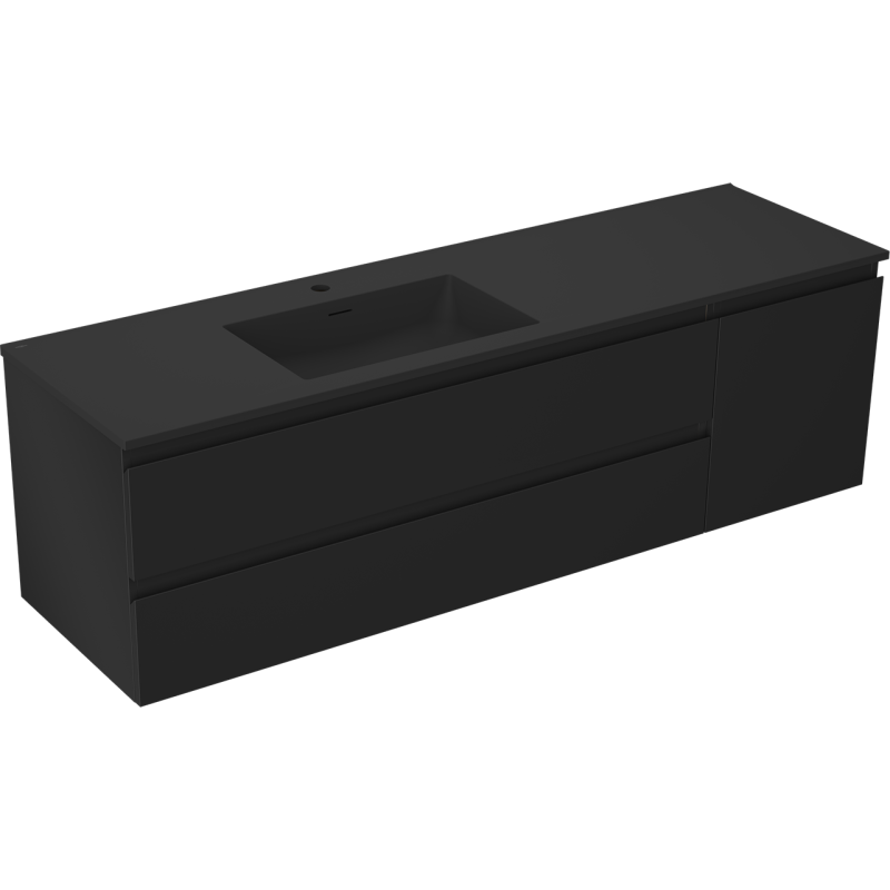 Mexen Orio dulap baie 160 cm cu lavoar Otis stânga, 2S, 1D, negru mat - 91A13-16047-3-BBFFF71-W18L71