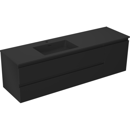 Mexen Orio dulap baie 160 cm cu lavoar Otis stânga, 2S, 1D, negru mat - 91A13-16047-3-BBFFF71-W18L71