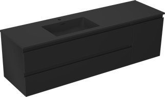 Mexen Orio dulap baie 160 cm cu lavoar Otis stânga, 2S, 1D, negru mat - 91A13-16047-3-BBFFF71-W18L71