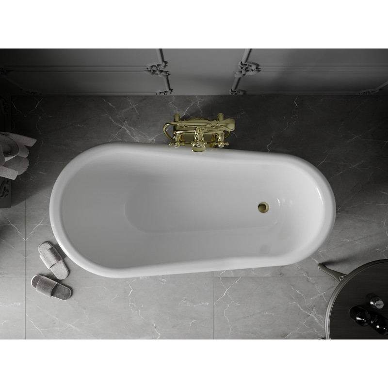 Mexen Retro cadă de sine stătătoare 150 x 73 cm, albă, picioare aurii - 53251507300-50