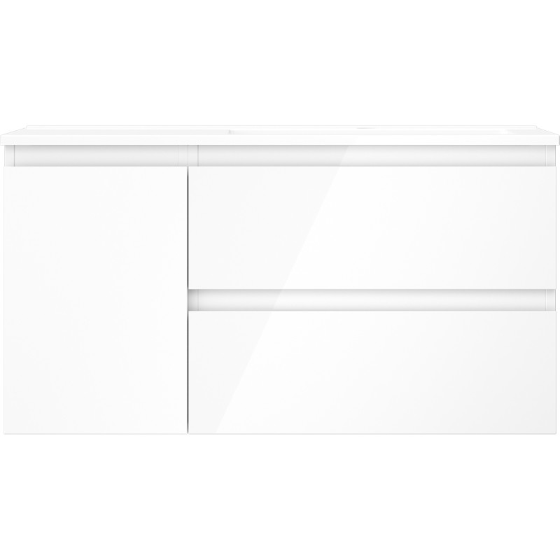Mexen Orio dulap baie 90 cm cu chiuvetă Otis dreaptă, 2S, 1D, alb lucios - 91A13-09047-3-BBFFF00-W18P00