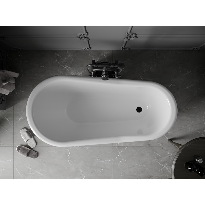 Mexen Retro cadă de sine stătătoare 150 x 73 cm, albă, picioare negre - 53251507300-70