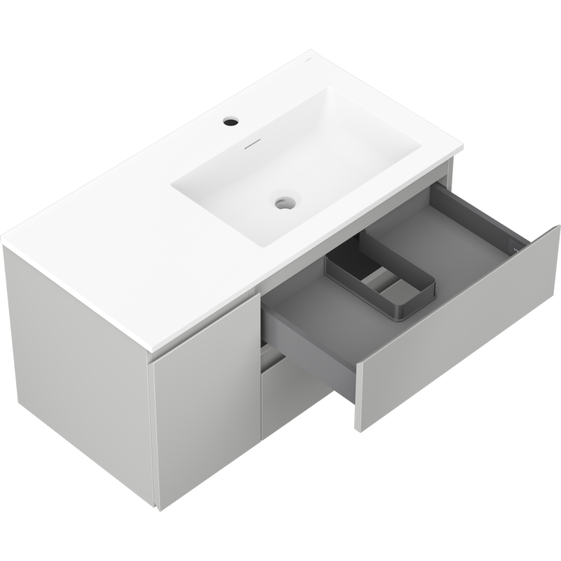 Mexen Orio dulap de baie 90 cm cu lavoar Otis dreapta, 2S, 1D, gri mat/alb mat - 91A13-09047-3-BBFFF62-W18P01