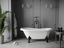 Mexen Retro cadă de baie freestanding 150 x 73 cm, albă, picioare negre - 53251507300-70