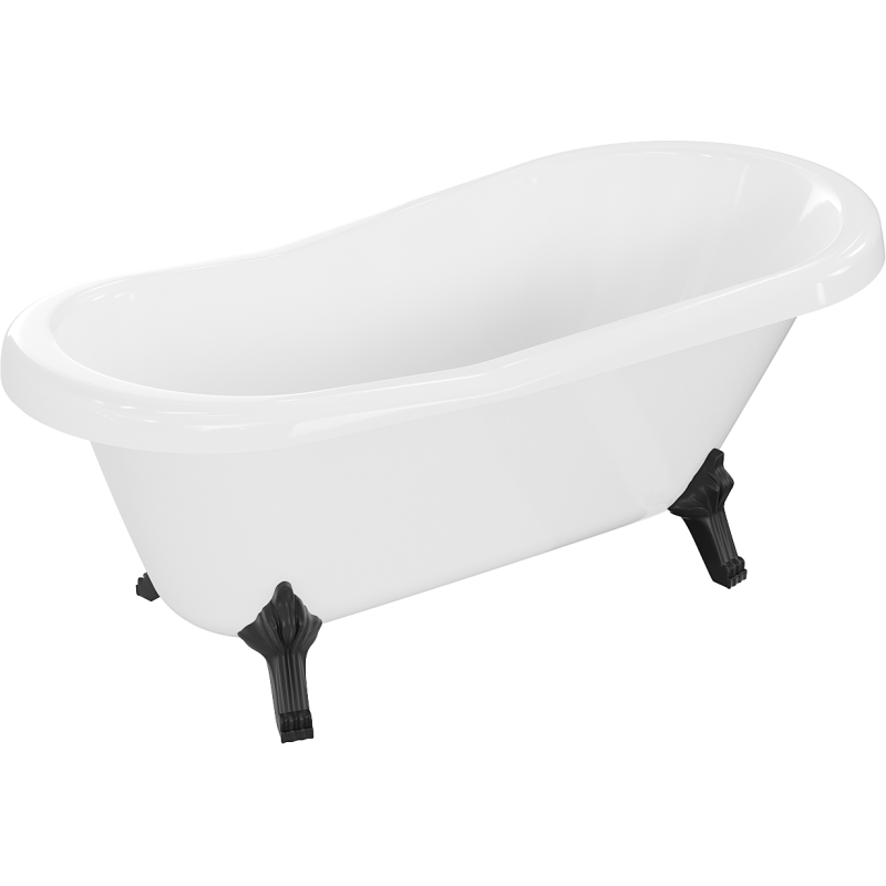 Mexen Retro cadă de baie freestanding 150 x 73 cm, albă, picioare negre - 53251507300-70