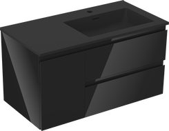 Mexen Orio dulap baie 90 cm cu lavoar Otis dreapta, 2S, 1D, negru lucios/negru mat - 91A13-09047-3-BBFFF70-W18P71