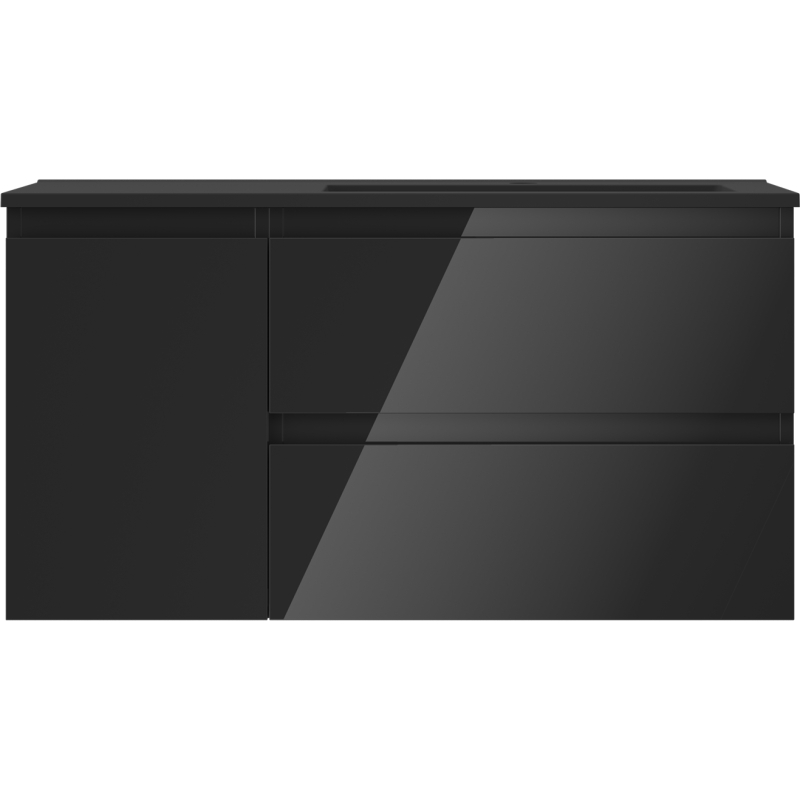Mexen Orio dulap baie 90 cm cu lavoar Otis dreapta, 2S, 1D, negru lucios/negru mat - 91A13-09047-3-BBFFF70-W18P71