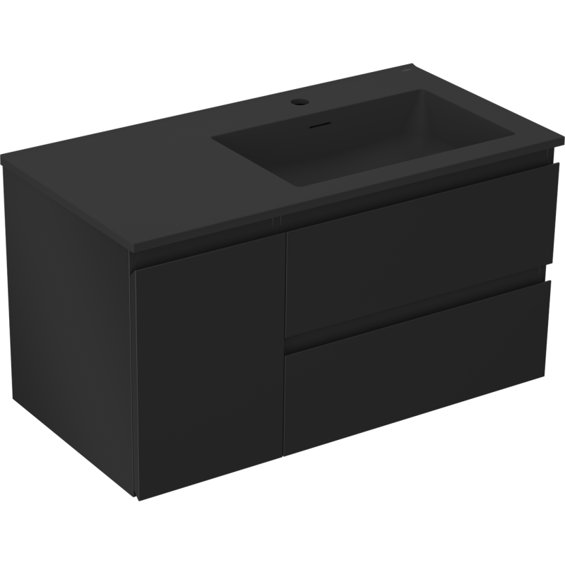 Mexen Orio dulap baie 90 cm cu lavoar Otis dreapta, 2S, 1D, negru mat - 91A13-09047-3-BBFFF71-W18P71