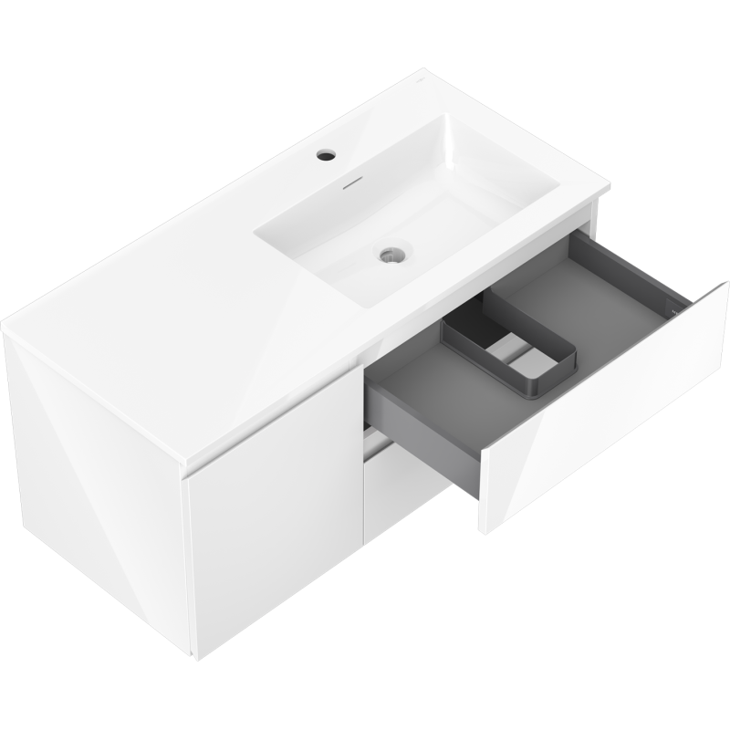 Mexen Orio dulap baie 100 cm cu lavoar Otis dreapta, 2S, 1D, alb lucios - 91A13-10047-3-BBFFF00-W18P00