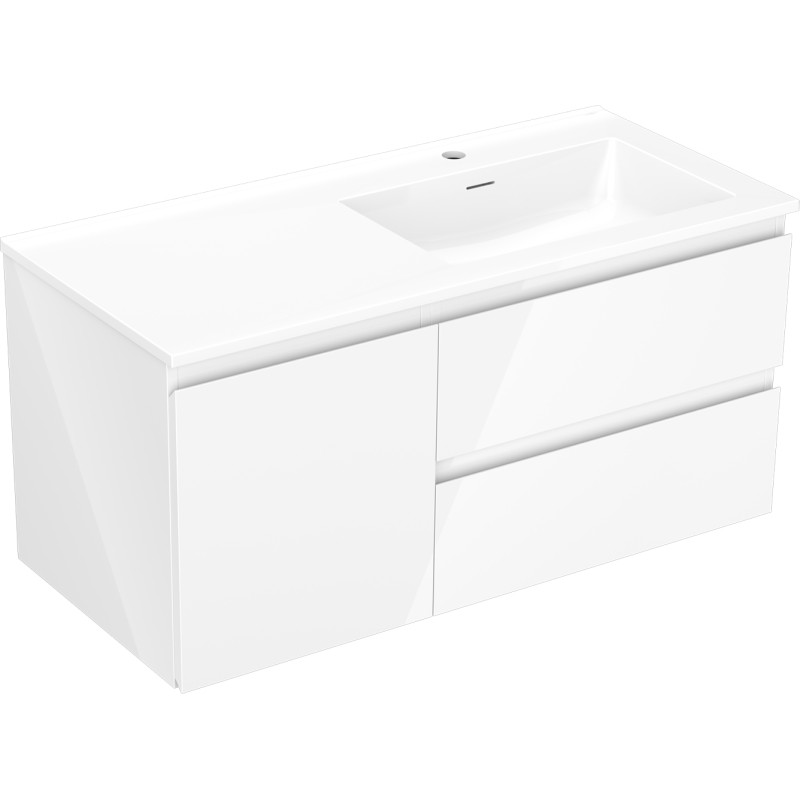 Mexen Orio dulap baie 100 cm cu chiuvetă Otis dreapta, 2S, 1D, alb lucios - 91A13-10047-3-BBFFF00-W18P00