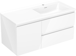 Mexen Orio dulap baie 100 cm cu lavoar Otis dreapta, 2S, 1D, alb lucios - 91A13-10047-3-BBFFF00-W18P00