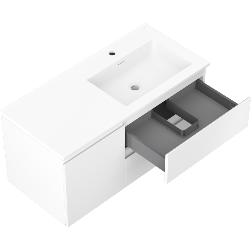 Mexen Orio fürdőszobaszekrény 100 cm mosdóval Otis jobbos, 2S, 1D, fehér matt - 91A13-10047-3-BBFFF01-W18P01