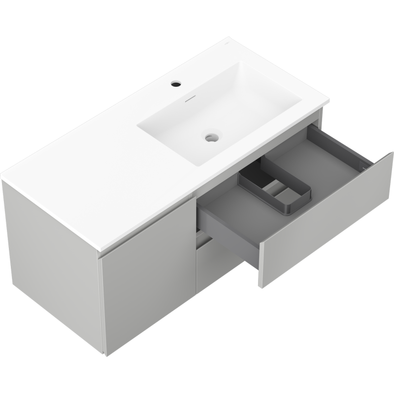 Mexen Orio fürdőszobai szekrény 100 cm mosdóval Otis jobbos, 2S, 1D, szürke matt/fehér matt - 91A13-10047-3-BBFFF62-W18P01